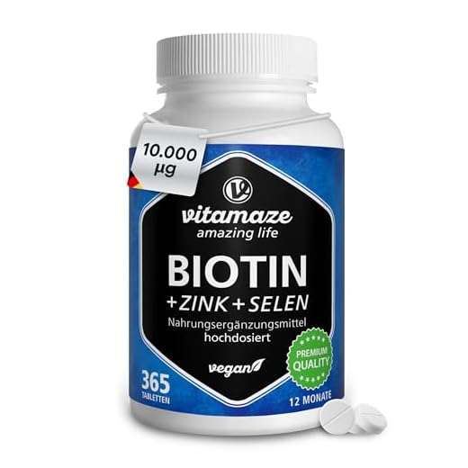 Biotin hochdosiert 10.000 mcg + Selen + Zink für Haarwuchs, Haut & Nägel - Der VERGLEICHSSIEGER* - 365 vegane Tabletten für 1 Jahr, Natürliche Nahrungsergänzung ohne Zusatzstoffe