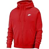 Nike Men's Sportswear Club Fleece Full Zip Hoodie, Fleece Zip-Up Hoodie Men, University Red/University Red, S