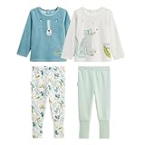 75% coton, 25% polyester Petit Béguin - Lot de 2 Pyjamas Enfant 2 pièces en Velours avec Pieds Retroussables Oscar