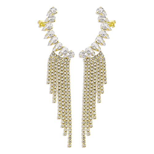 Denifery Long Tassel Dangle Earring Geometry Rhinestone Earrings Sparkling Crystal Drop Earrings For Women Girls (Gold) #TOP1