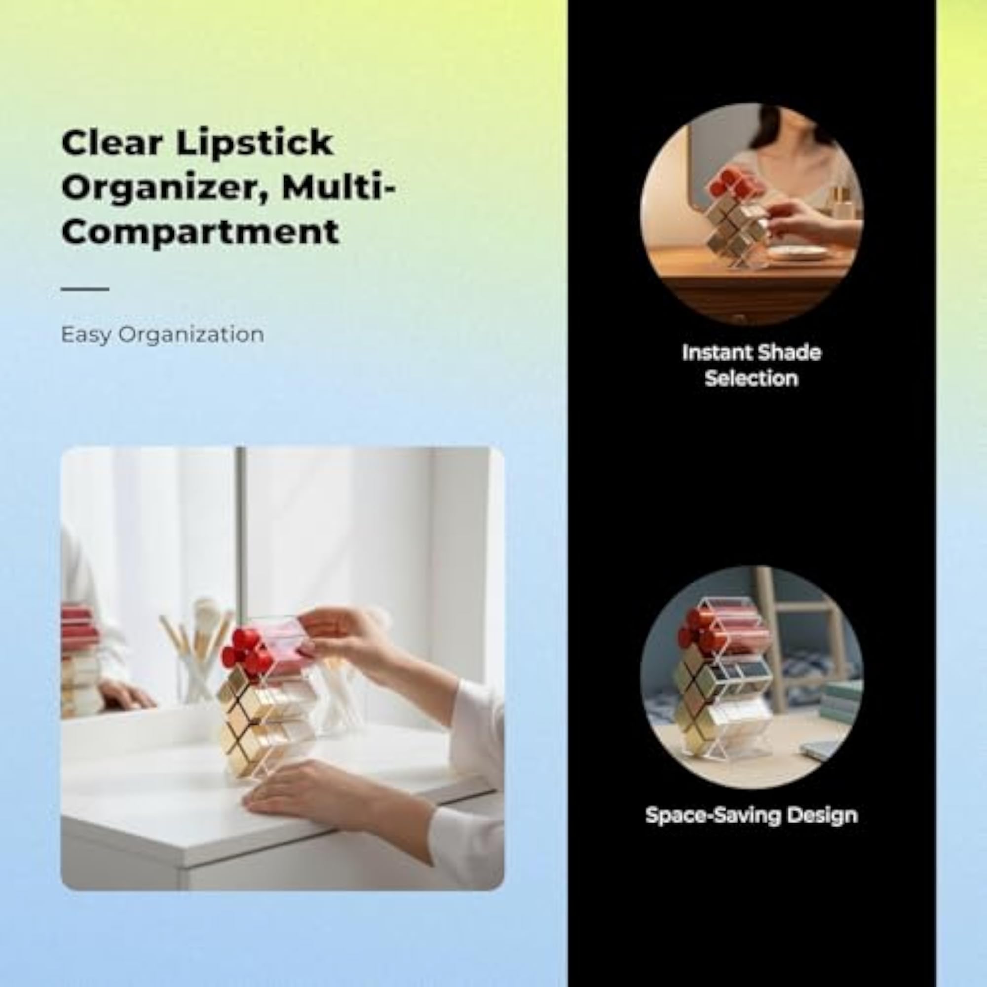Lipstick Organizer, Multicompartment Clear Makeup Holder
