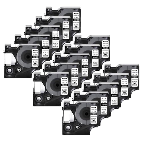 15pk 9/12mm�e�[�vInd Nylon Label 18488 18483 for 4200 5200 6000���x���v�����^�[�ƌ݊���(White Polyester)