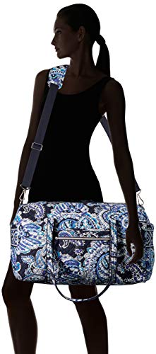 Vera Bradley Women's Signature Cotton Large Travel Duffel Travel Bag, Deep Night Paisley, One Size