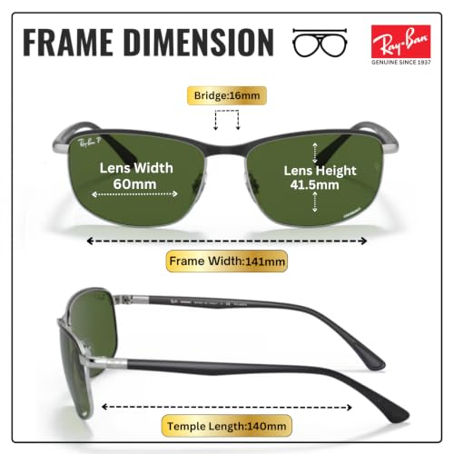 Image of Ray-Ban RB3671CH CHROMANCE POLARIZED Square-Round Shape Sunglasses for Men & Women with Official Eyewear Kit
