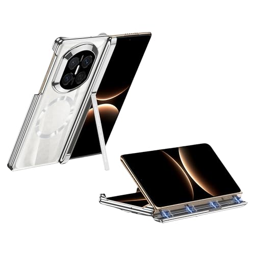Coque Huawei Mate X7 transparente avec béquille pliable et protection charnière - Argent