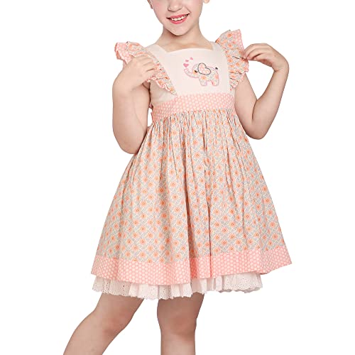 Sunny Fashion Girls Dress Polka Dot Overlap Design with Trim Yellow Size 4-10