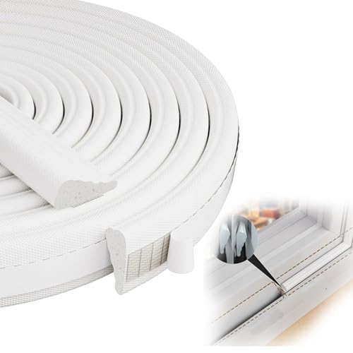 Furforstk guarnizioni finestre 5m guarnizione finestra, guarnizione adesiva per finestre, guarnizioni adesive, paraspifferi finestra per proteggere dal freddo, dal rumore e dal vento (bianco)