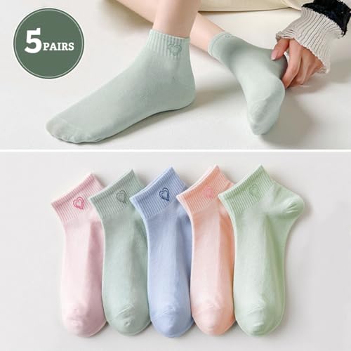 MESU 5 Pairs Cotton Ankle Socks Low Cut Socks for Women4