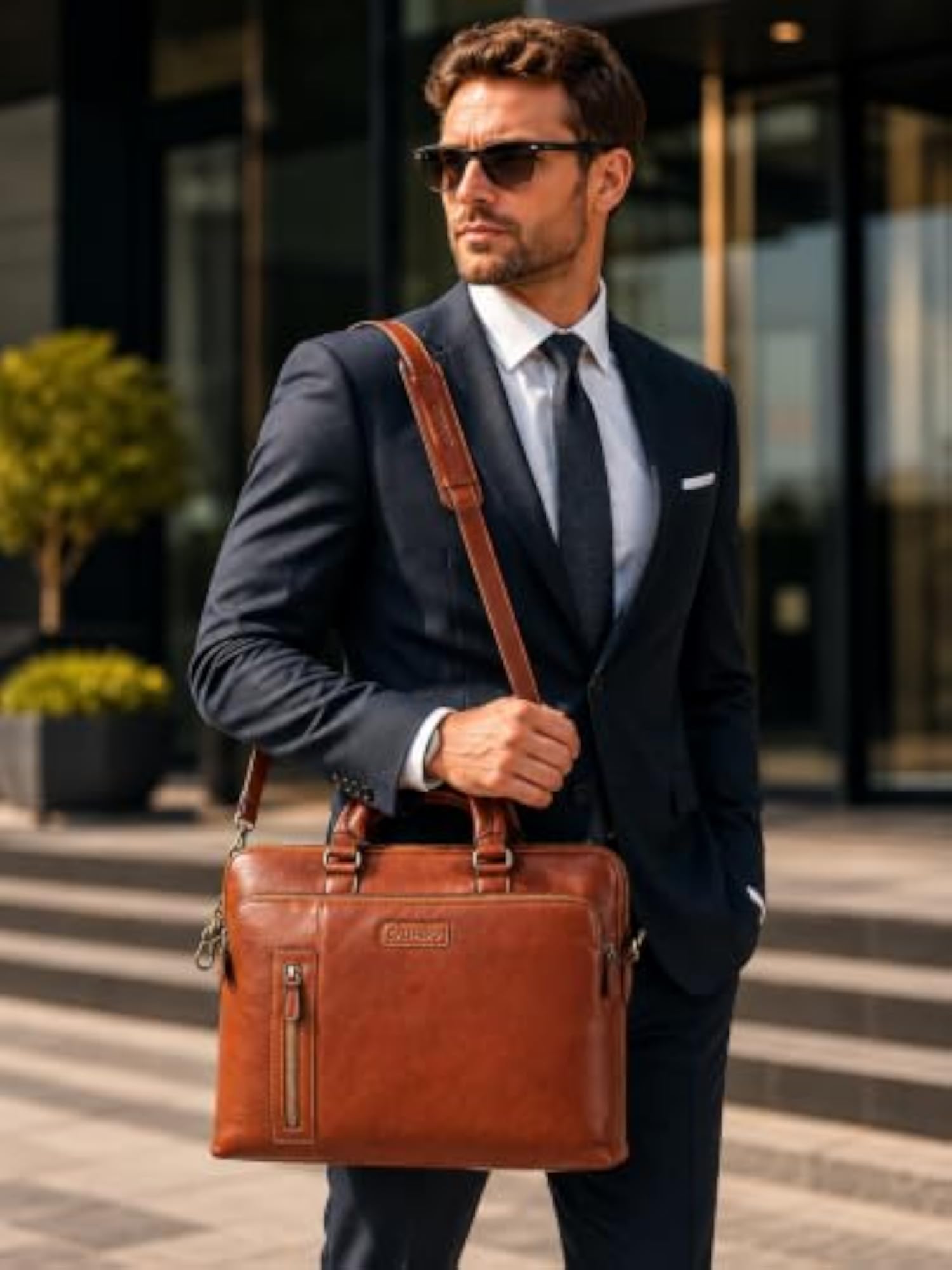 Genuine Leather Men's Messenger Bag, Elegant Design