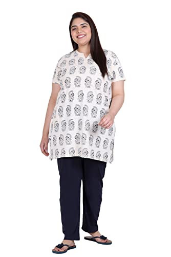 Image of In Love Women's Cotton Plus Size Longline T-Shirt Half Sleeve with Pockets | Cotton fabric - soft longline T-shirt with easy plus-size fit