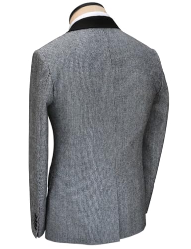 Men's Houndstooth Blazer Pants Suit Set Contrast Collar 2 Piece Slim Fit Fall Spring Business Casual3