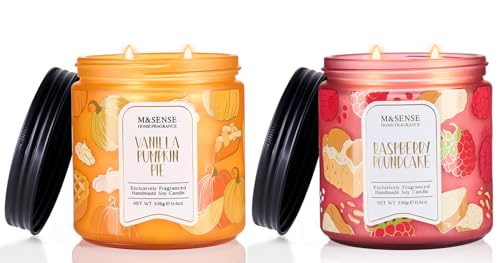 M&SENSE Raspberry Pound Cake& Vanilla Pumpkin Pie Scented, 11.6oz Natural