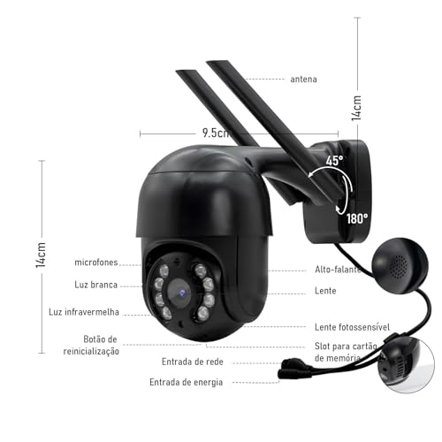 Câmera Speed Dome Ip Full Hd Mais Ptz Wifi Prova De Água 360 Com Varredura Automática