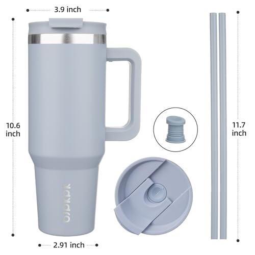 Image of BJPKPK Tumbler With Handle And Straw 40oz Insulated Tumbler Cups With Lid Stainless Steel Travel Coffee Mug,Modern Blue