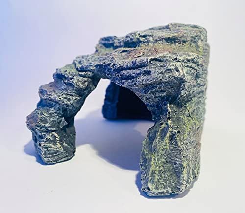 Mezzaluna Gifts Grey Natural Effect Cave Fish Tank Swim-through Hideaway Aquarium Ornament