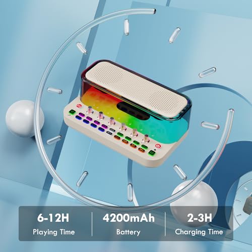 Image of Portable Karaoke Machine with 2 Wireless Microphones, Bluetooth PA System Speaker with EQ Control, Vocal Removal, Noise Reduction, Reverb & Sound Effects, for Singing /Live Streaming /Gaming /Home Party