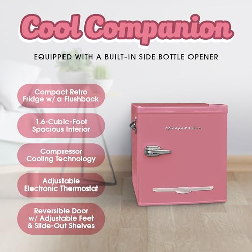 Frigidaire EFR176-PINK Retro Compact Fridge With Chiller Mini Refrigerator thumb #2