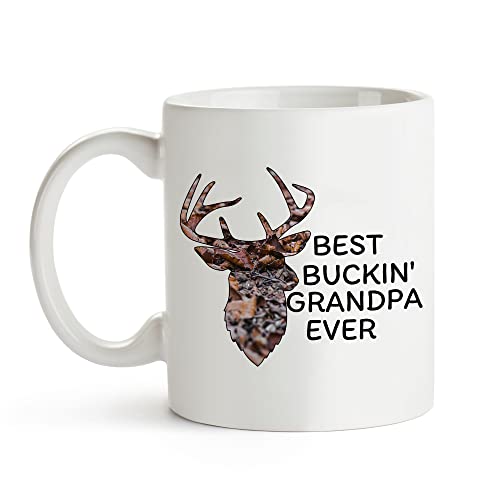 Fatbaby Best Buckin Grandpa Ever Coffee Mug,Father's Day Christmas Birthday Gifts for Grandpa PaPa, Grandfather Gifts Tea Cup 11OZ