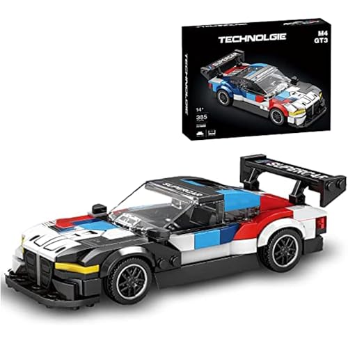 Technik Sportwagen Modellbausatz für BMW M4 GT3, 385 Klemmbausteine MOC Auto Supersportwagen Bausteine Bausatz, Technic Rennauto Modell Konstruktionsspielzeug Kompatibel mit Lgo Technic