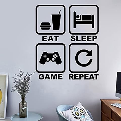 Eat Sleep Game Repeat Wall Decal Set Cover