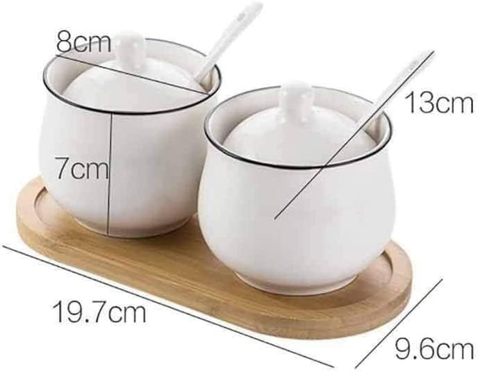 スパイスボトル クリエイティブ セラミック 調味料ボトル シュガー ソルト ボウル 調味料ボックスセット スプーン+スタンド付き キ