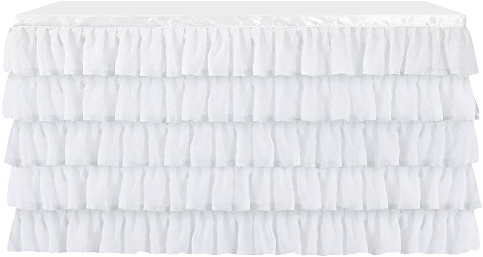 White Tulle Table Skirt for Baby Shower & Wedding Parties - Decorative Table Cloth for Rectangle/Round Tables - Easy to Install & Perfect for Daily Home - White, 75x275cm