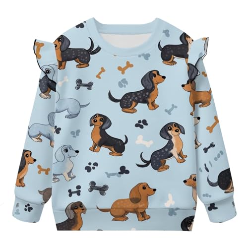 Long Sleeve Shirts for Toddler Girls Fall Clothes Ruffle Sweatshirts Crewneck Pullover Active Tops 1-8 Years4