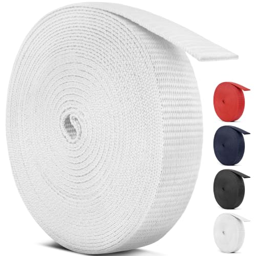 Aystkniet Cinta de Mochila, 25mm Correa Polipropileno Bricolaje, Blanco, 9M