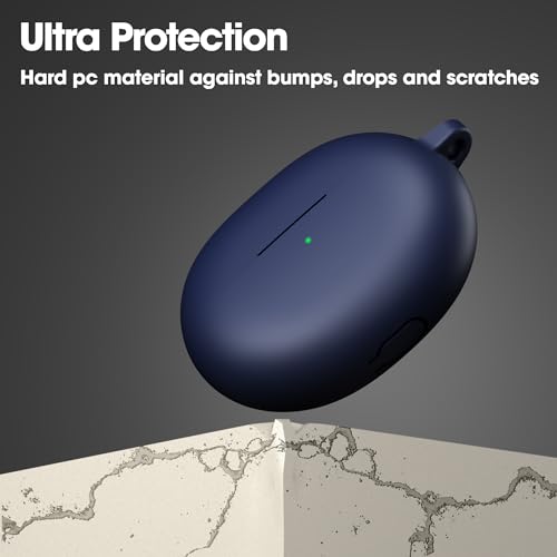 Image of Sounce Silicone Case Cover for Realme Buds Air 5 Pro, Portable Non-Slip Grip & Scratch-Resistant Protector with Carabiner Clip Full Protection Water Resistant, Shockproof Cover - Blue