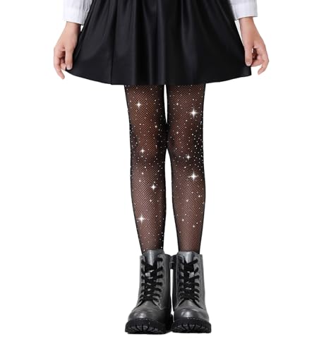 Girls Sparkle Fishnet Tights Toddler Glitter Tights Rhinestone Stockings For Kids Halloween Accessories
