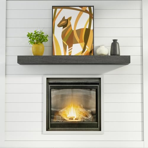 QianYong 48 Inch Solid Wood Fireplace Mantel Shelf | Modern Farmhouse Floating Shelf with Hidden...