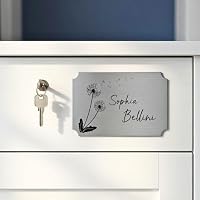Edelstahl Türschild Retro 1 personalisiert mit Gravur - ab 9x6 cm - Namensschild Haustür Briefkastenschild Klingelschild - selbstklebend o. mit Bohrung - Hochzeitsschild Bank – Ansicht 9