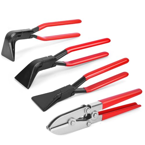 4 Stück Falzzange Set - mit 0° Falzzange & 45° Blechbiegezange & 90° Gerade Abgewinkelt Abkantzange & Rohrpresszange, Maulbreite 60 mm