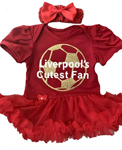 Little Secrets Childrens Clothing Baby Girl's Liverpool Football Red Tutu Romper with Headband, Newborn Baby Football Kit, Gift (6-12 Months)