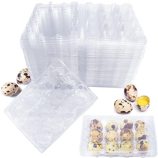 100 Piece Pack Quail Egg Cartons 12 Grid Plastic Blank Quail Egg