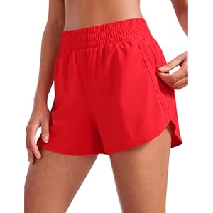 CRZ YOGA Womens High Waisted Running Shorts Mesh L...