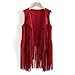 Womens Fringe Vest Sleeveless Cardigan Tassel Jacket Hippie Costume Vintage Tops Western Outfit for Women Red
