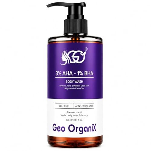 Image of AHA BHA Body Wash with 3% Lactic Acid, 1% Salicylic Acid & 1% Glycolic Acid | Exfoliating Body Cleanser for Body Acne, Rough Texture, Tan Removal & Smooth Skin | 300 ml