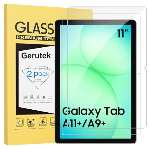 Gerutek 2 Stück Panzer Schutz Glas für Samsung Galaxy Tab A11+ Plus / A9+ Plus 11 Zoll 2025/2023, 9H Härte Anti-Kratze Schutzfolie, HD-Klar Anti-Bläschen Schutzglas für Galaxy Tab A11+ /A9+