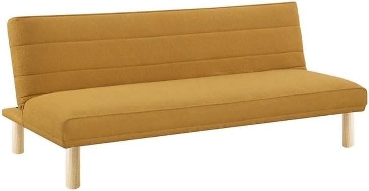 Pemberly Row Sofá convertible en tapicería de tela amarilla caléndula