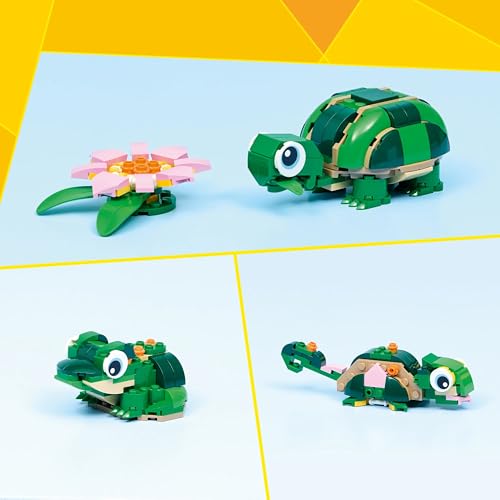 Image of LEGO Creator 3 in 1 Turtle with a Water Lily Flower Toy - Rebuilds into Chameleon or Frog - 31377