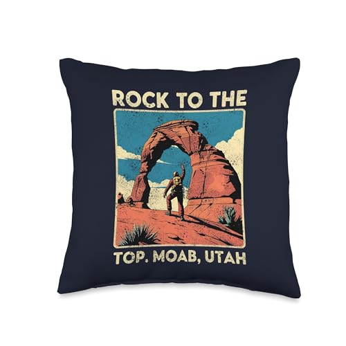 Vintage Moab Road Trip Climbing Throw Pillow