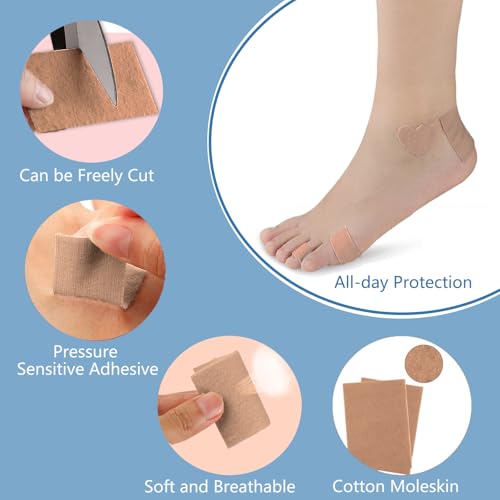 Image of Moleskin for Blisters 50 Sheets, Mole Skin for Feet & Shoes, Adhesive Moleskin Padding, Blister Prevention, Mole Skin Tape for Boots Hiking Reduce Friction Pain Khaki