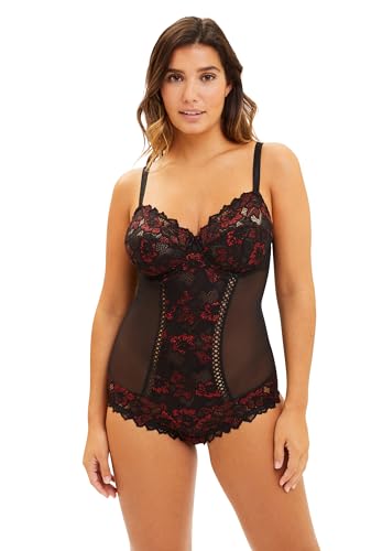 SANS COMPLEXE Arum Glitter_20AAM08 Ensemble de Lingerie, Noir & Rouge Paillete, 95D Femme