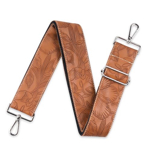 Hennaja Purse Straps Replacement Crossbody,Crochet Purse Strap for Handbags,Wide Shoulder Straps for Bags(5-Carved Light Brown)