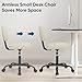 DUMOS Armless Home Office Desk Chair -Small Ergonomic with Low Back Lumbar Support, Height Adjustable PU Leather Computer Task with 360° Swivel Rolling Wheels, for Small Space, Beige White