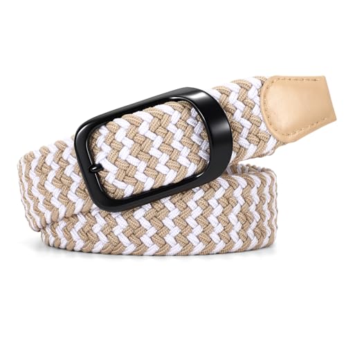 Image of JASGOOD Stretch Belt for Men, Men Women Elastic Woven Braided Belt 1 3 /8 Casual Belt Golf Belt for Jeans Pants