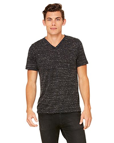BELLA + Canvas T-shirt col V manches courtes unisexe, Marbre noir, M