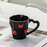 Ceramic Coffee Mug, 250ml Elegant 3D Heart Embossed Tea Cups for Latte, Hot Tea, Cappuccino, Milk, Microwave & Dishwasher Safe Cup for Lover Mom Birthday Valentine’s Day Gifts