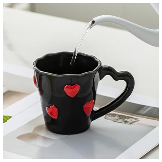 Ceramic Coffee Mug, 250ml Elegant 3D Heart Embossed Tea Cups for Latte, Hot Tea, Cappuccino, Milk, Microwave & Dishwasher Safe Cup for Lover Mom Birthday Valentine's Day Gifts